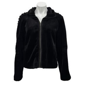 Alpine Studio Velvet Jacket Women's SZ M Black Cozy Soft VTG Casual Y2K Lounge